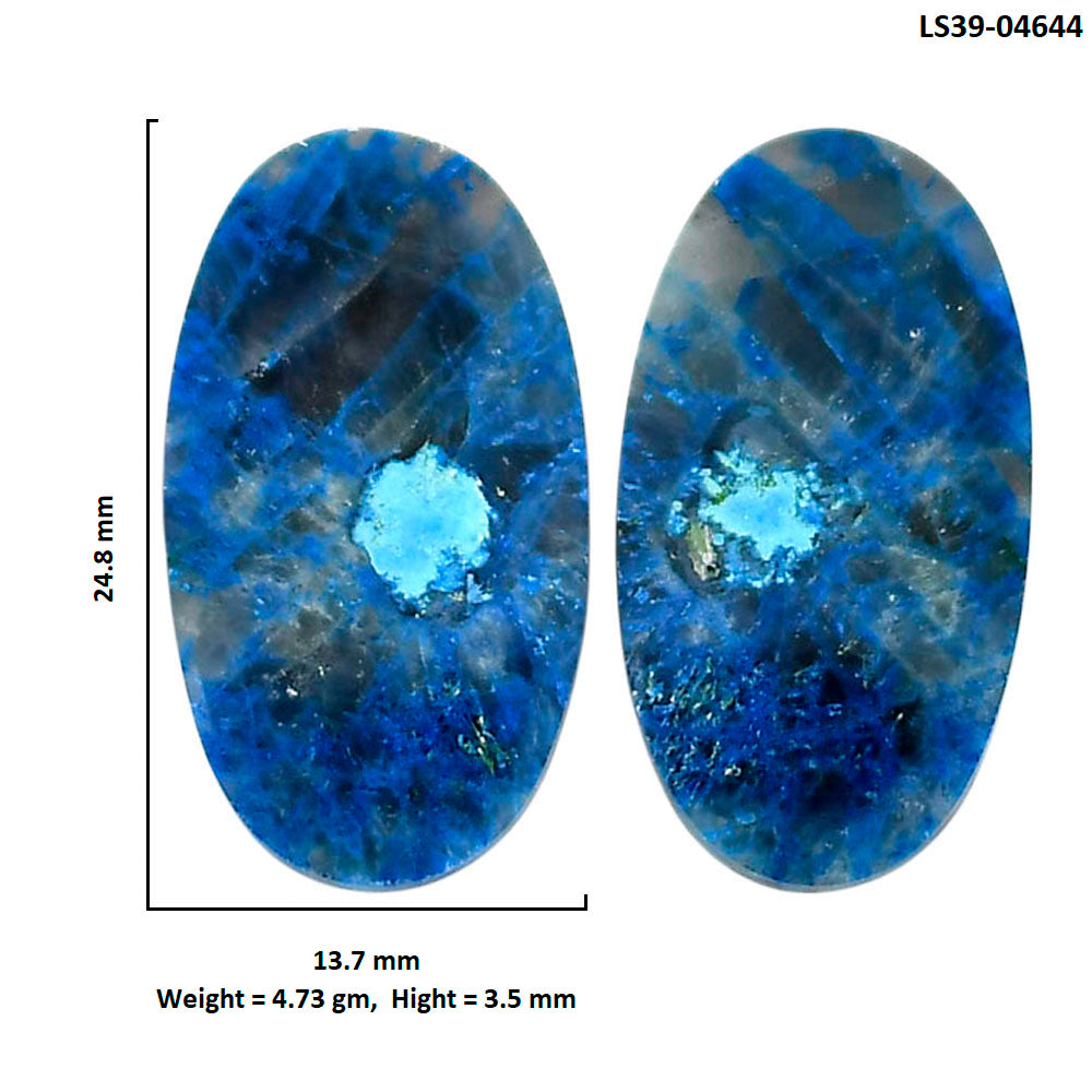 Shattuckite Pair 13.7x24.8x3.5 mm Oval Shape Polished Gemstone LS39-04644