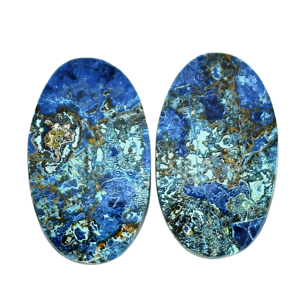 Shattuckite Pair 14.6x24.4x3.5 mm Oval Shape Polished Gemstone LS39-04645