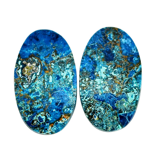 Shattuckite Pair 14.6x24.4x3.5 mm Oval Shape Polished Gemstone LS39-04645