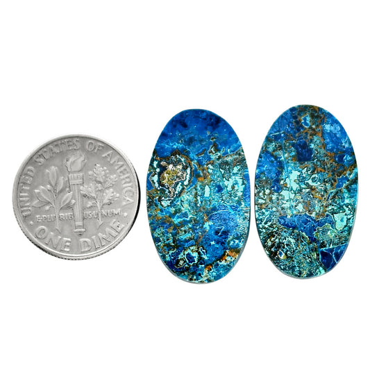 Shattuckite Pair 14.6x24.4x3.5 mm Oval Shape Polished Gemstone LS39-04645