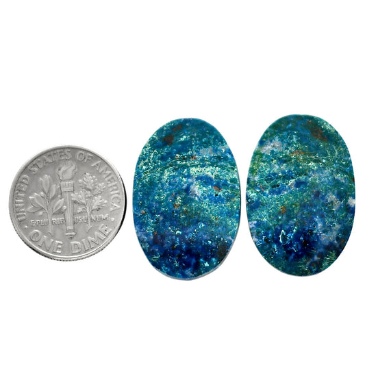 Shattuckite Pair 16.5x24.5x4 mm Oval Shape Polished Gemstone LS39-04646