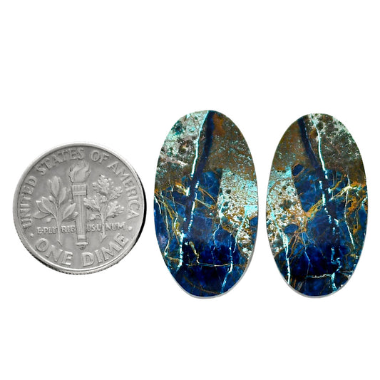 Shattuckite Pair 14x24.75x4.3 mm Oval Shape Polished Gemstone LS39-04649