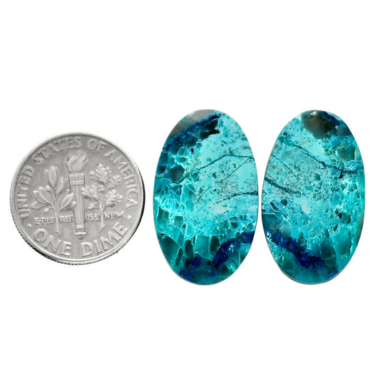 Shattuckite Pair 13.8x23.1x3.5 mm Oval Shape Polished Gemstone LS39-04650