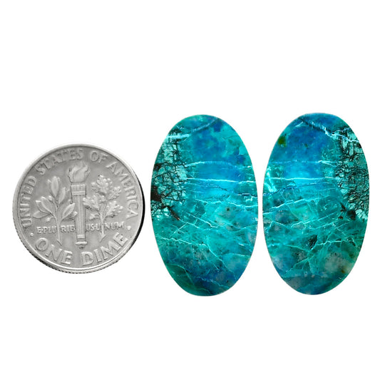Shattuckite Pair 14.5x24.6x4.5 mm Oval Shape Polished Gemstone LS39-04651