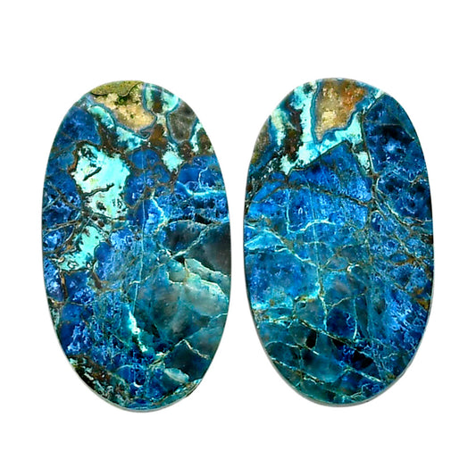 Shattuckite Pair 14.2x24.7x4.5 mm Oval Shape Polished Gemstone LS39-04652