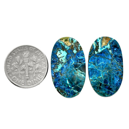 Shattuckite Pair 14.2x24.7x4.5 mm Oval Shape Polished Gemstone LS39-04652