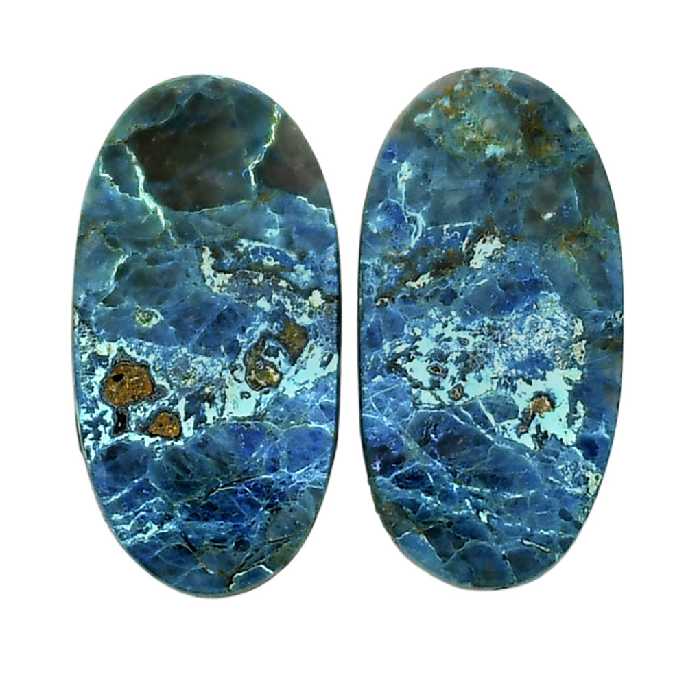 Shattuckite Pair 13.2x25.9x4.3 mm Oval Shape Polished Gemstone LS39-04654