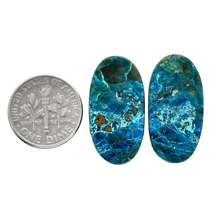 Shattuckite Pair 13.2x25.9x4.3 mm Oval Shape Polished Gemstone LS39-04654