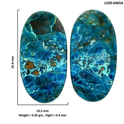 Shattuckite Pair 13.2x25.9x4.3 mm Oval Shape Polished Gemstone LS39-04654