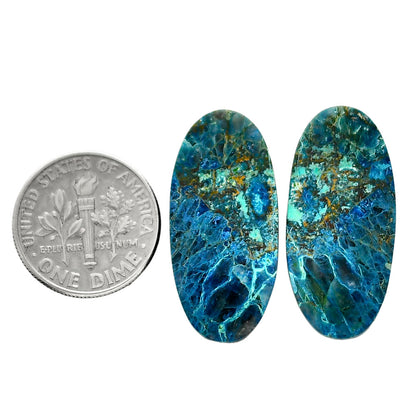 Shattuckite Pair 13x28x4.5 mm Oval Shape Polished Gemstone LS39-04655