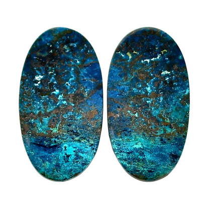 Shattuckite Pair 13.7x25.3x4 mm Oval Shape Polished Gemstone LS39-04656