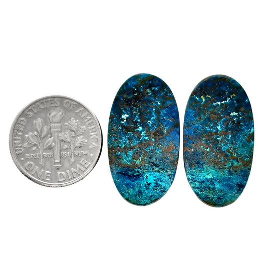 Shattuckite Pair 13.7x25.3x4 mm Oval Shape Polished Gemstone LS39-04656