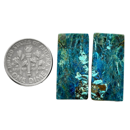 Shattuckite Pair 11.8x24.5x4.5 mm Baguette Shape Polished Gemstone LS39-04657