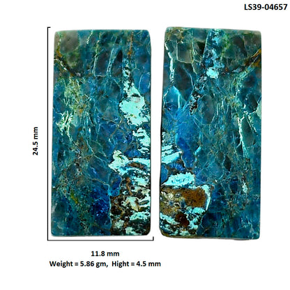 Shattuckite Pair 11.8x24.5x4.5 mm Baguette Shape Polished Gemstone LS39-04657