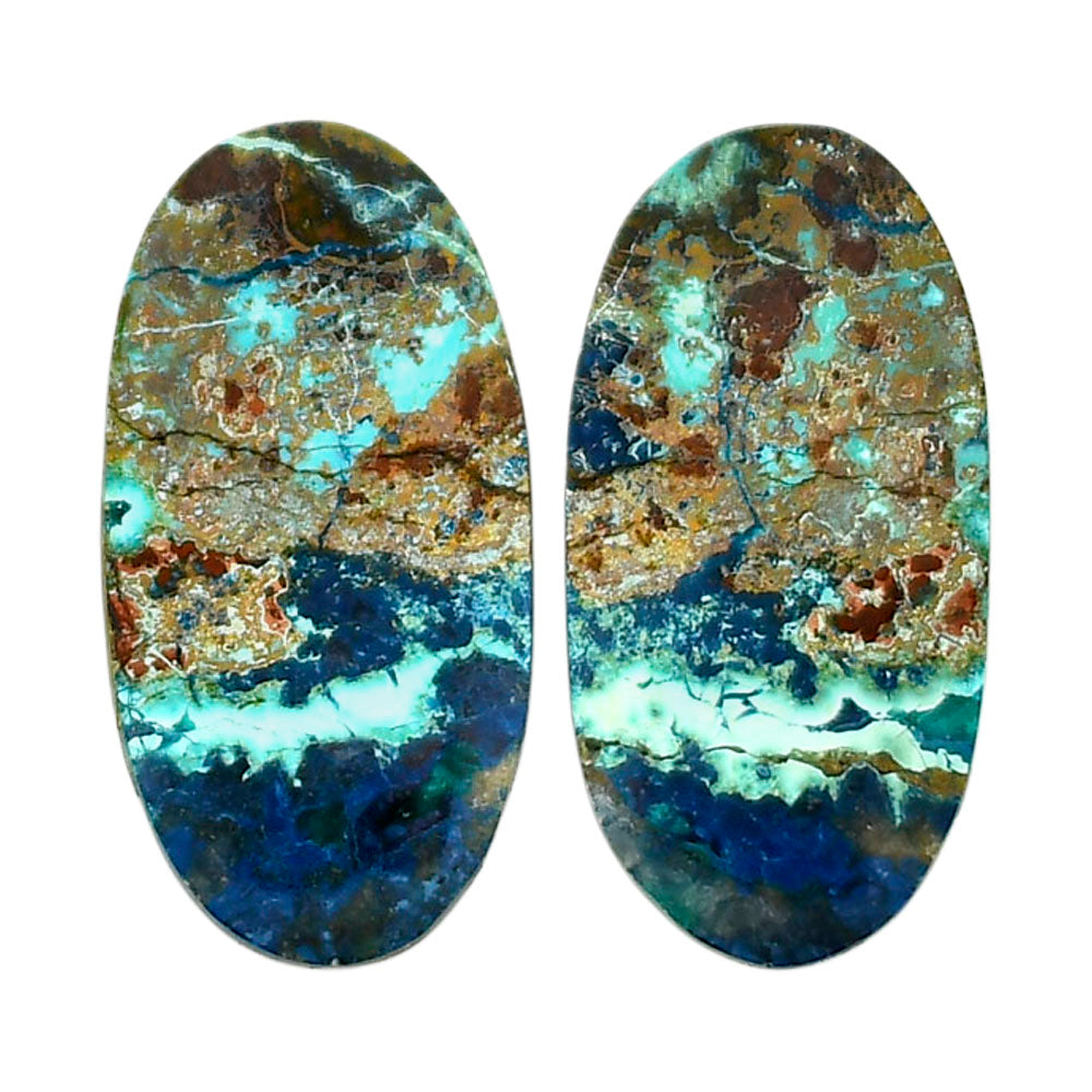 Shattuckite Pair 14x27.8x3.8 mm Oval Shape Polished Gemstone LS39-04658
