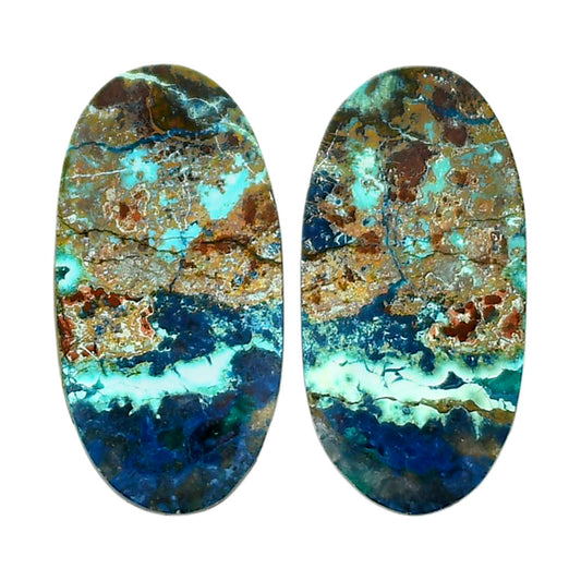 Shattuckite Pair 14x27.8x3.8 mm Oval Shape Polished Gemstone LS39-04658
