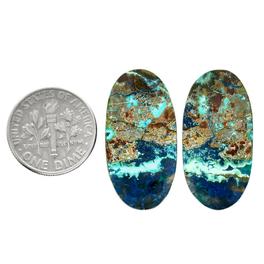 Shattuckite Pair 14x27.8x3.8 mm Oval Shape Polished Gemstone LS39-04658