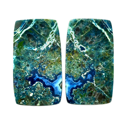 Shattuckite Pair 14.5x25.7x4.3 mm Baguette Shape Polished Gemstone LS39-04659