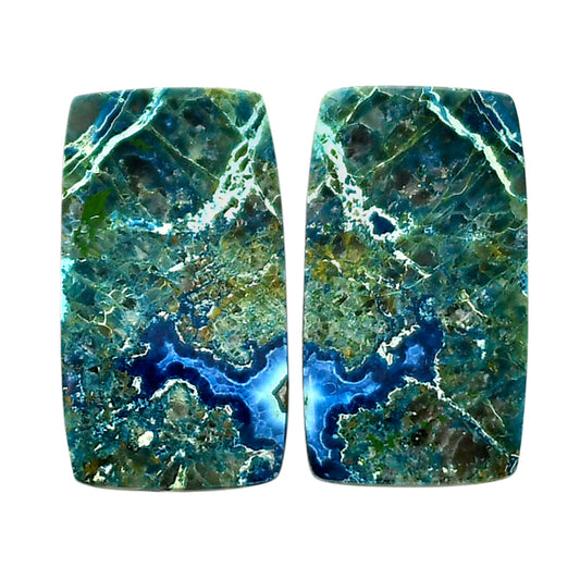 Shattuckite Pair 14.5x25.7x4.3 mm Baguette Shape Polished Gemstone LS39-04659