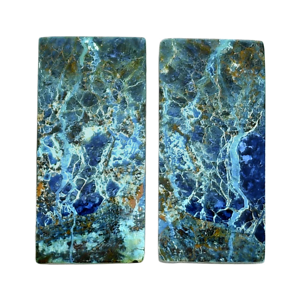 Shattuckite Pair 12x24.9x4 mm Baguette Shape Polished Gemstone LS39-04660