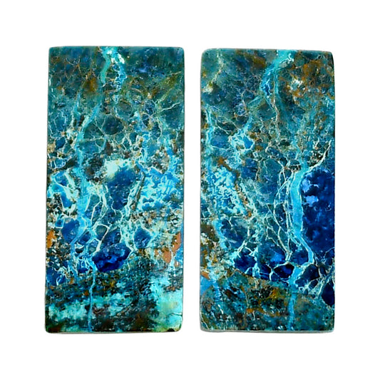 Shattuckite Pair 12x24.9x4 mm Baguette Shape Polished Gemstone LS39-04660