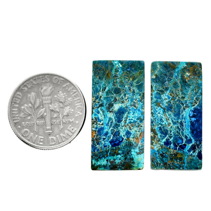 Shattuckite Pair 12x24.9x4 mm Baguette Shape Polished Gemstone LS39-04660