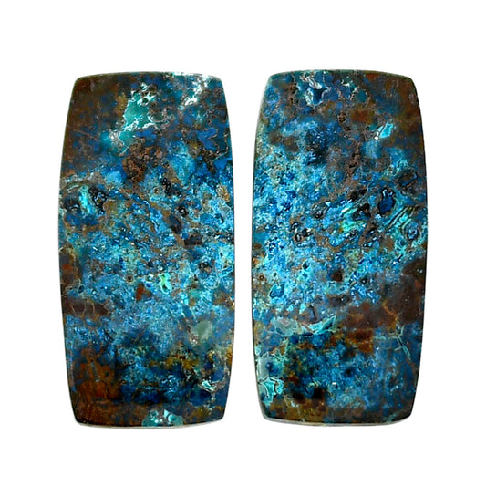 Shattuckite Pair 12.8x25.8x5 mm Baguette Shape Polished Gemstone LS39-04661