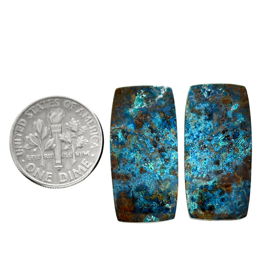 Shattuckite Pair 12.8x25.8x5 mm Baguette Shape Polished Gemstone LS39-04661