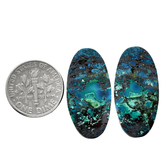 Shattuckite Pair 13.7x27.7x4 mm Oval Shape Polished Gemstone LS39-04665