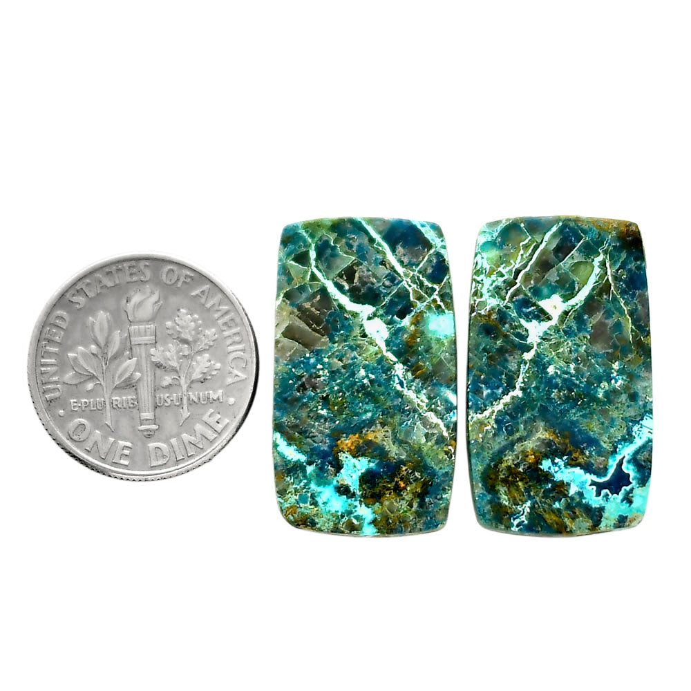 Shattuckite Pair 14.25x24.6x4 mm Baguette Shape Polished Gemstone LS39-04666