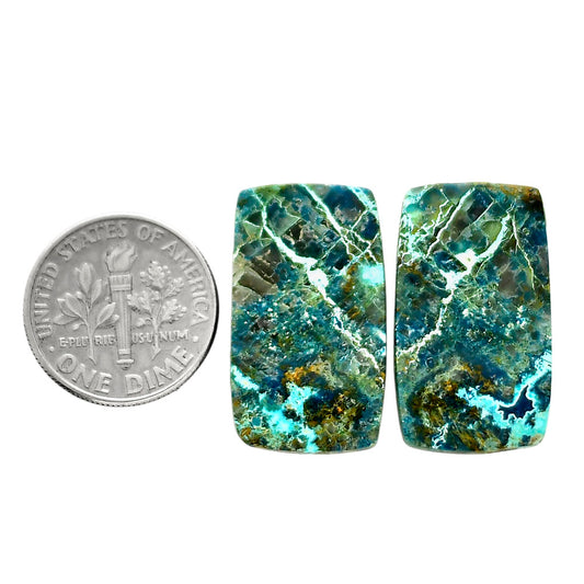 Shattuckite Pair 14.25x24.6x4 mm Baguette Shape Polished Gemstone LS39-04666
