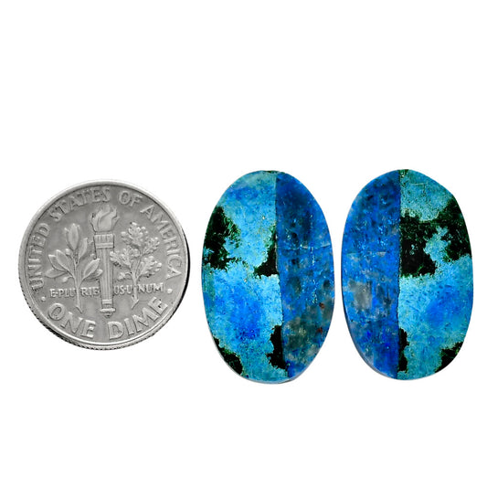 Shattuckite Pair 13.7x22x4 mm Oval Shape Polished Gemstone LS39-04667