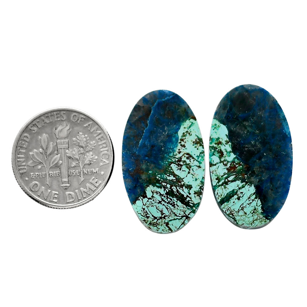 Shattuckite Pair 14.5x25x4.3 mm Oval Shape Polished Gemstone LS39-04668