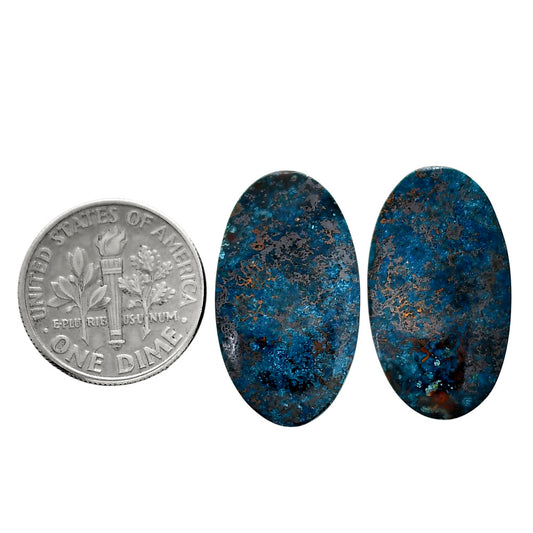 Shattuckite Pair 13.6x24.5x4 mm Oval Shape Polished Gemstone LS39-04669