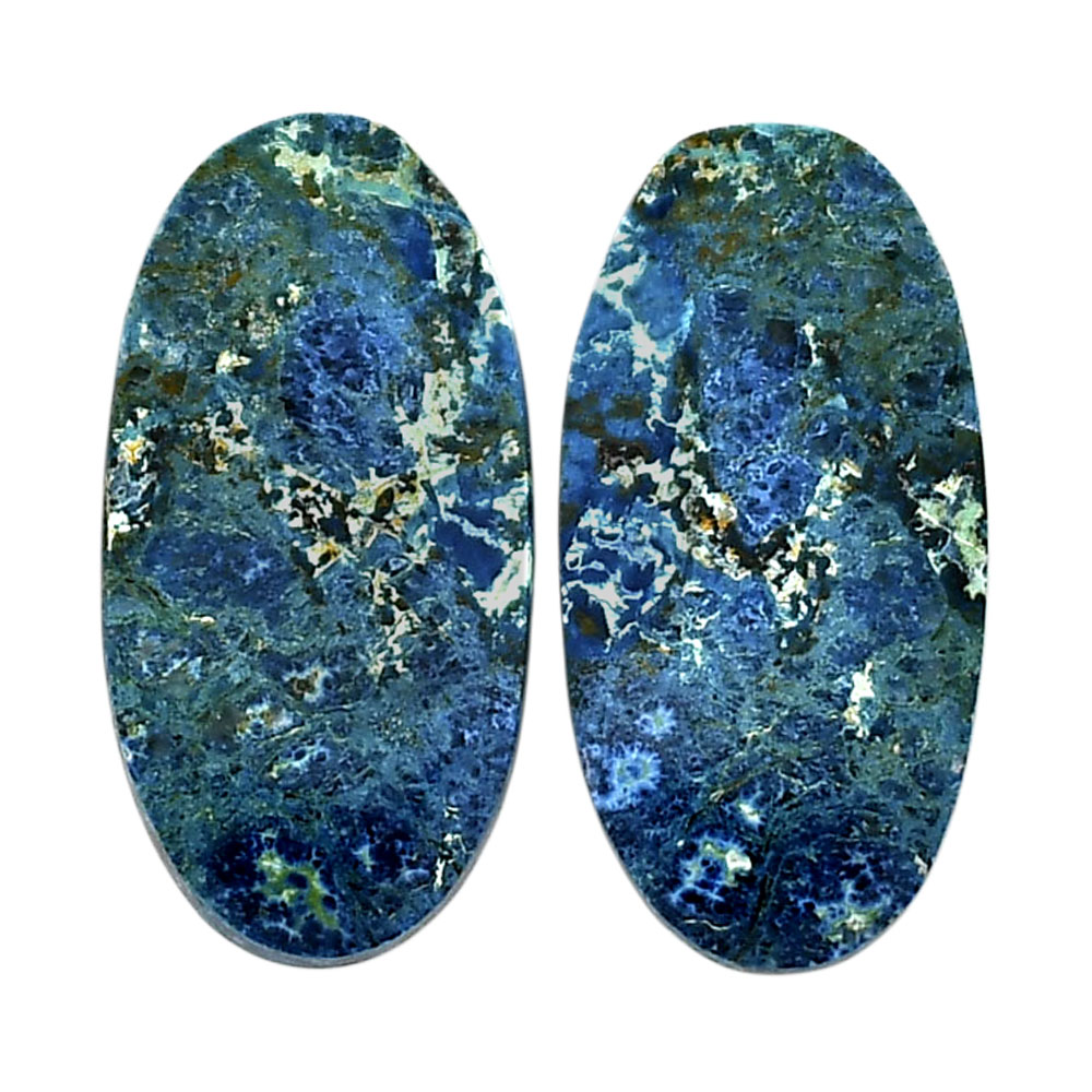 Shattuckite Pair 12.7x25.1x3.5 mm Oval Shape Polished Gemstone LS39-04670