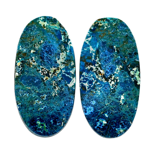 Shattuckite Pair 12.7x25.1x3.5 mm Oval Shape Polished Gemstone LS39-04670