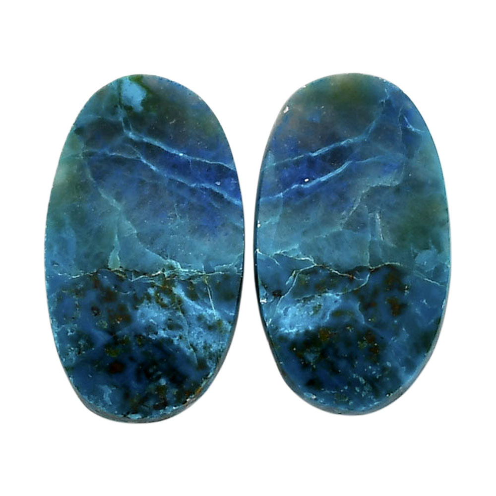 Shattuckite Pair 12.7x22x4 mm Oval Shape Polished Gemstone LS39-04671