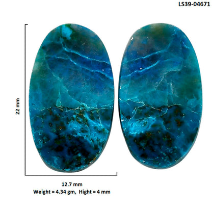 Shattuckite Pair 12.7x22x4 mm Oval Shape Polished Gemstone LS39-04671