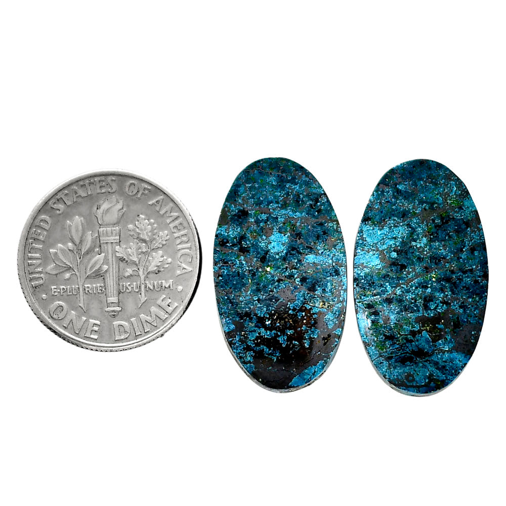 Shattuckite Pair 13x22.8x4 mm Oval Shape Polished Gemstone LS39-04672