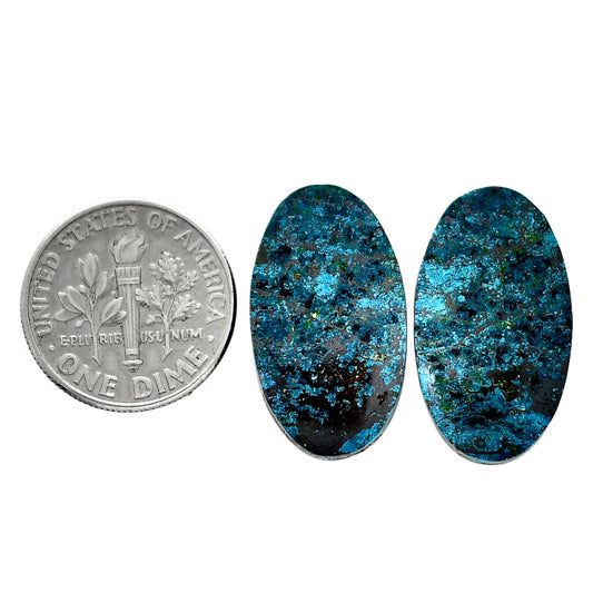 Shattuckite Pair 13x22.8x4 mm Oval Shape Polished Gemstone LS39-04672