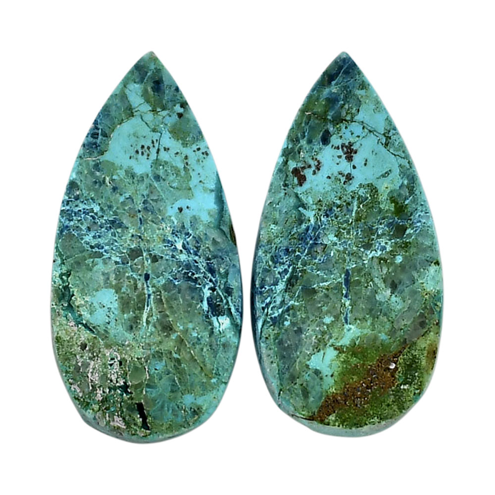 Shattuckite Pair 14.1x28.4x4 mm Pear Shape Polished Gemstone LS39-04674