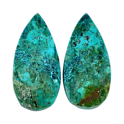 Shattuckite Pair 14.1x28.4x4 mm Pear Shape Polished Gemstone LS39-04674