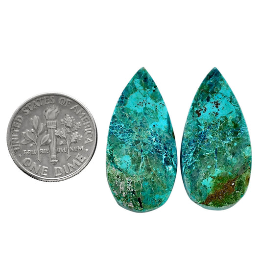 Shattuckite Pair 14.1x28.4x4 mm Pear Shape Polished Gemstone LS39-04674