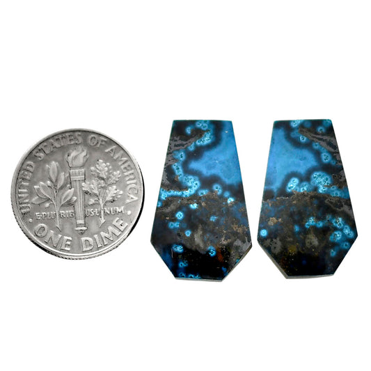 Shattuckite Pair 13.4x21.2x4.3 mm Fancy Shape Polished Gemstone LS39-04676