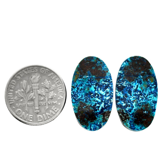 Shattuckite Pair 12.2x21.6x3.7 mm Oval Shape Polished Gemstone LS39-04677