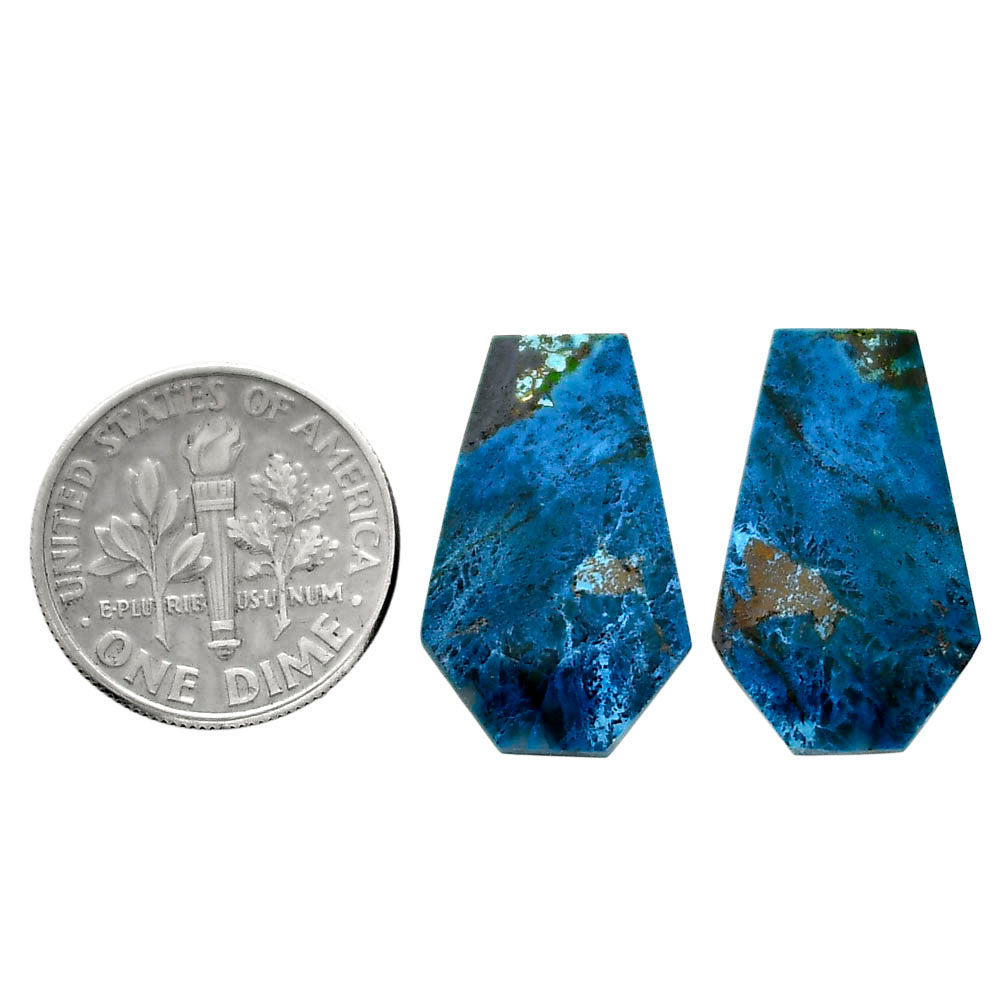 Shattuckite Pair 13x20.4x4 mm Fancy Shape Polished Gemstone LS39-04678
