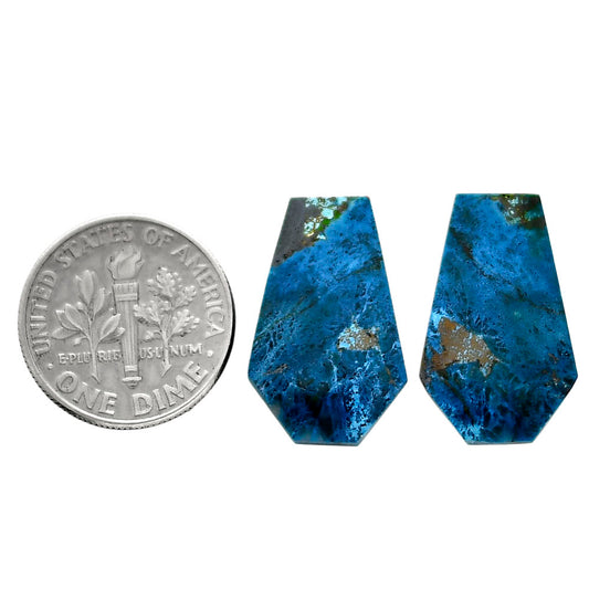 Shattuckite Pair 13x20.4x4 mm Fancy Shape Polished Gemstone LS39-04678