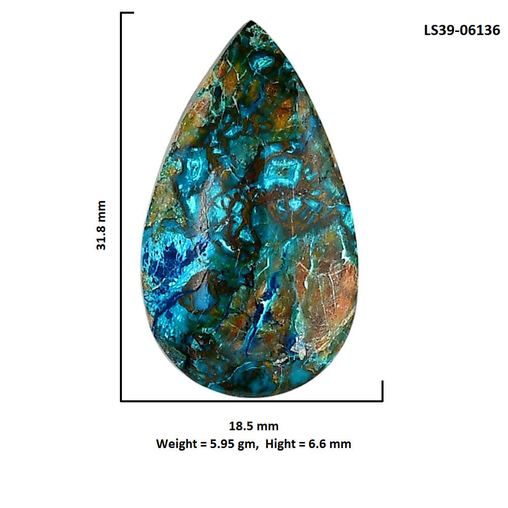 Shattuckite 18.5x31.8x6.6 mm Pear Shape Polished Gemstone LS39-06136