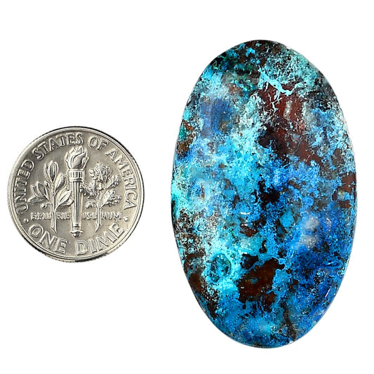 Shattuckite 24.4x40.3x5.3 mm Oval Shape Polished Gemstone LS39-06146