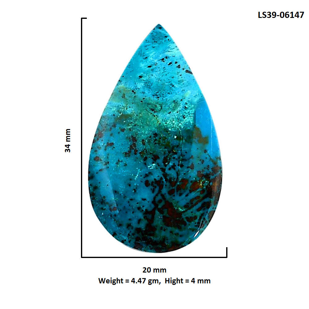 Shattuckite 20x34x4 mm Pear Shape Polished Gemstone LS39-06147